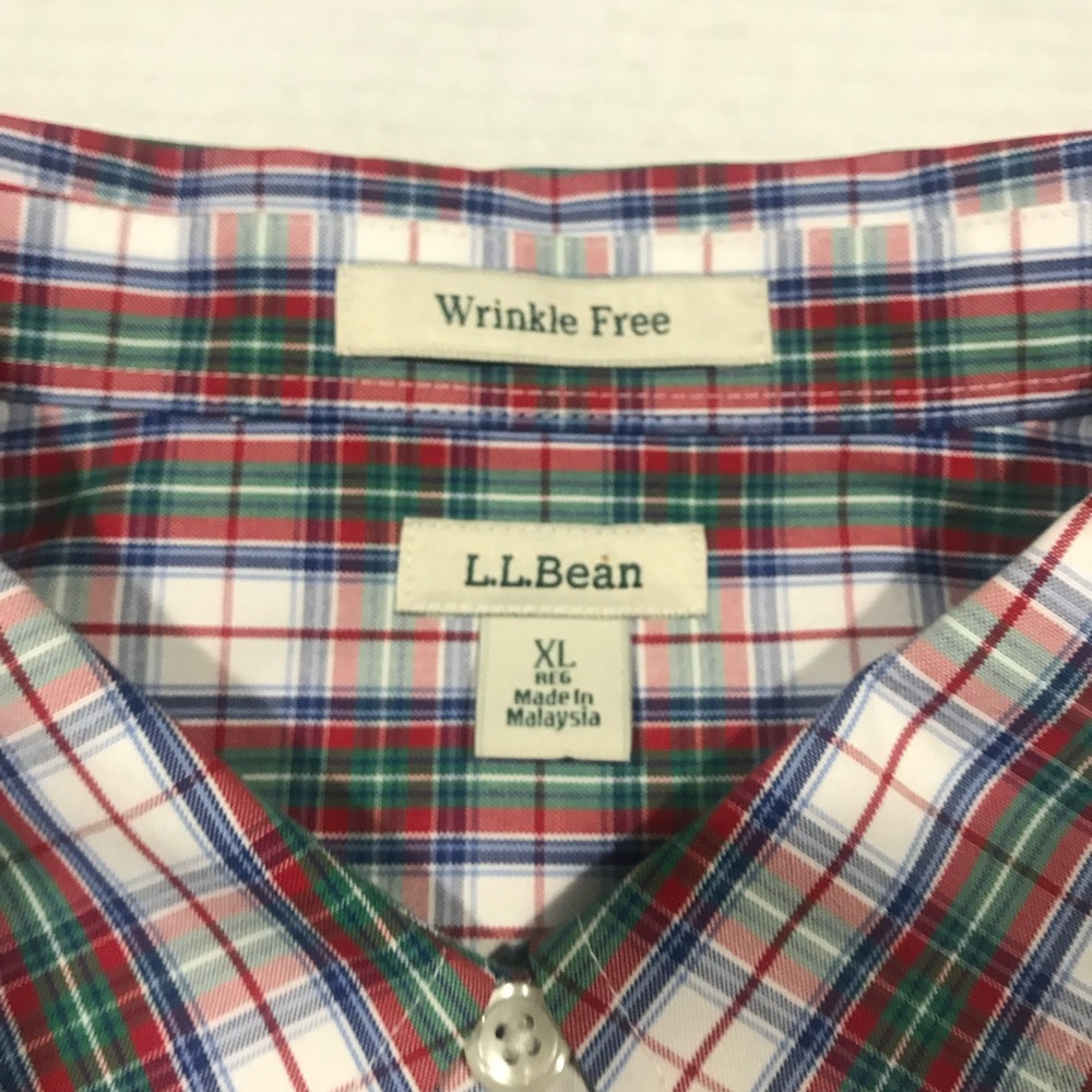 L.L. Bean women’s Plaid Shirt - Purple, Blue, and White wrinkle free, 3/4 sleeve - Picture 3 of 8